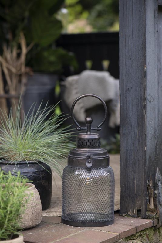 Lykt med ledlys - svart stor | IB Laursen